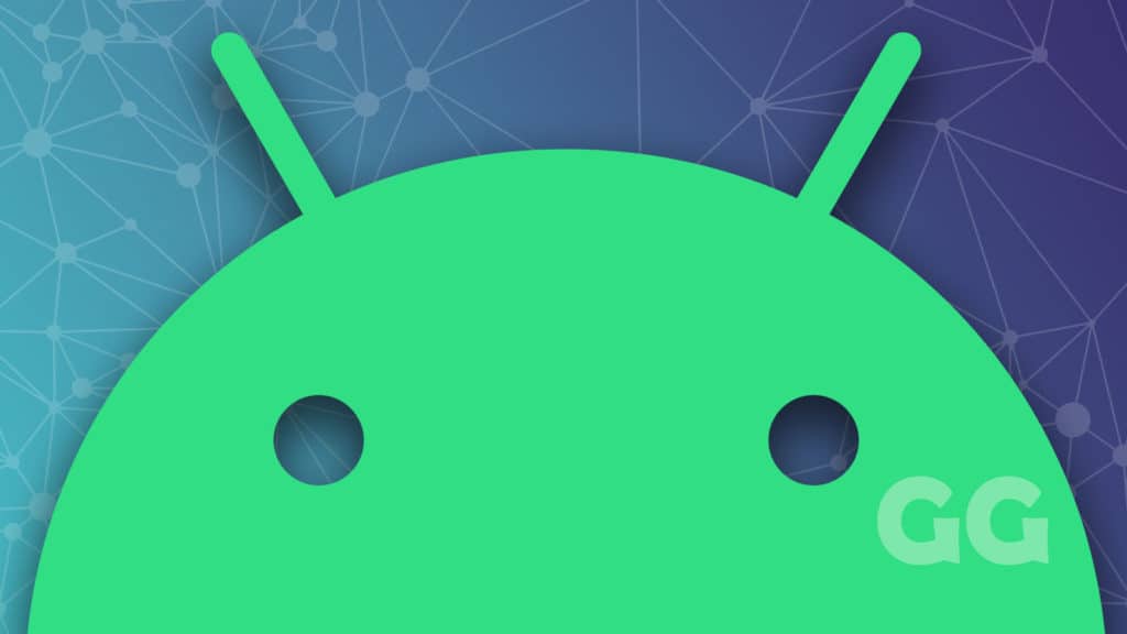 android robot logo in green on blue background