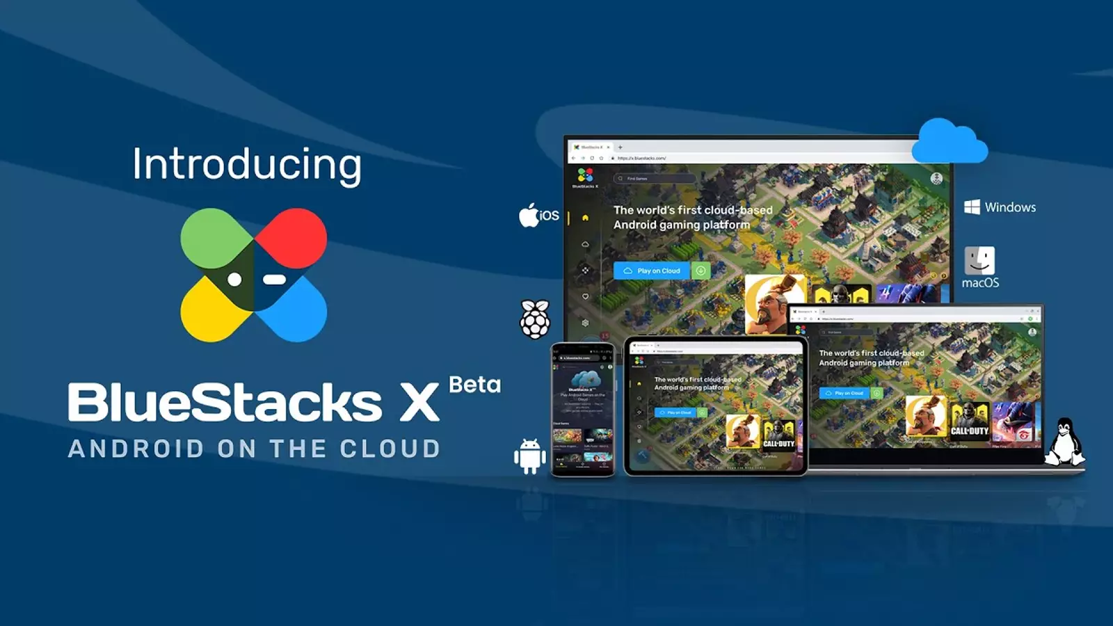 bluestacks 10 x announcement screenshot showing cloud gaming