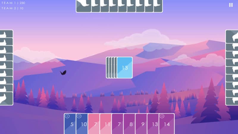 raven card game showing mountain range in purple