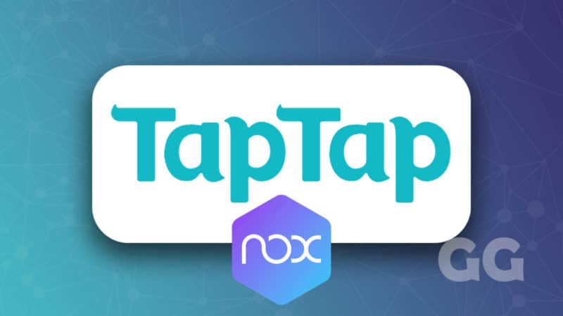 taptap logo with nox player badge on blurred background