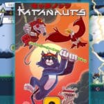 katanauts mobile game title screen with purple cat