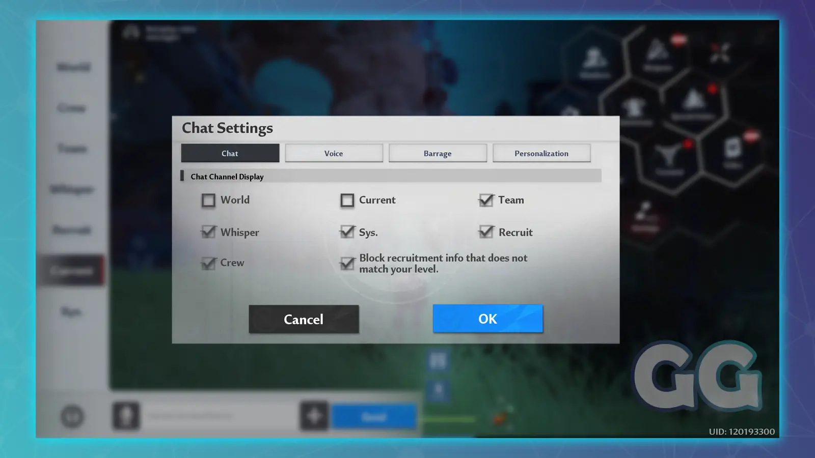 how to change chat settings in tower of fantasy