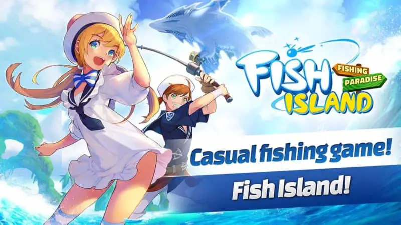 fish island mobile game showing a fishing game