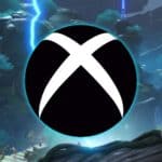 xbox logo in black and white over top genshin impact screenshot