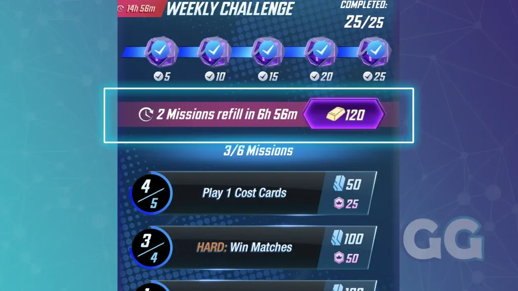 refill missions for gold