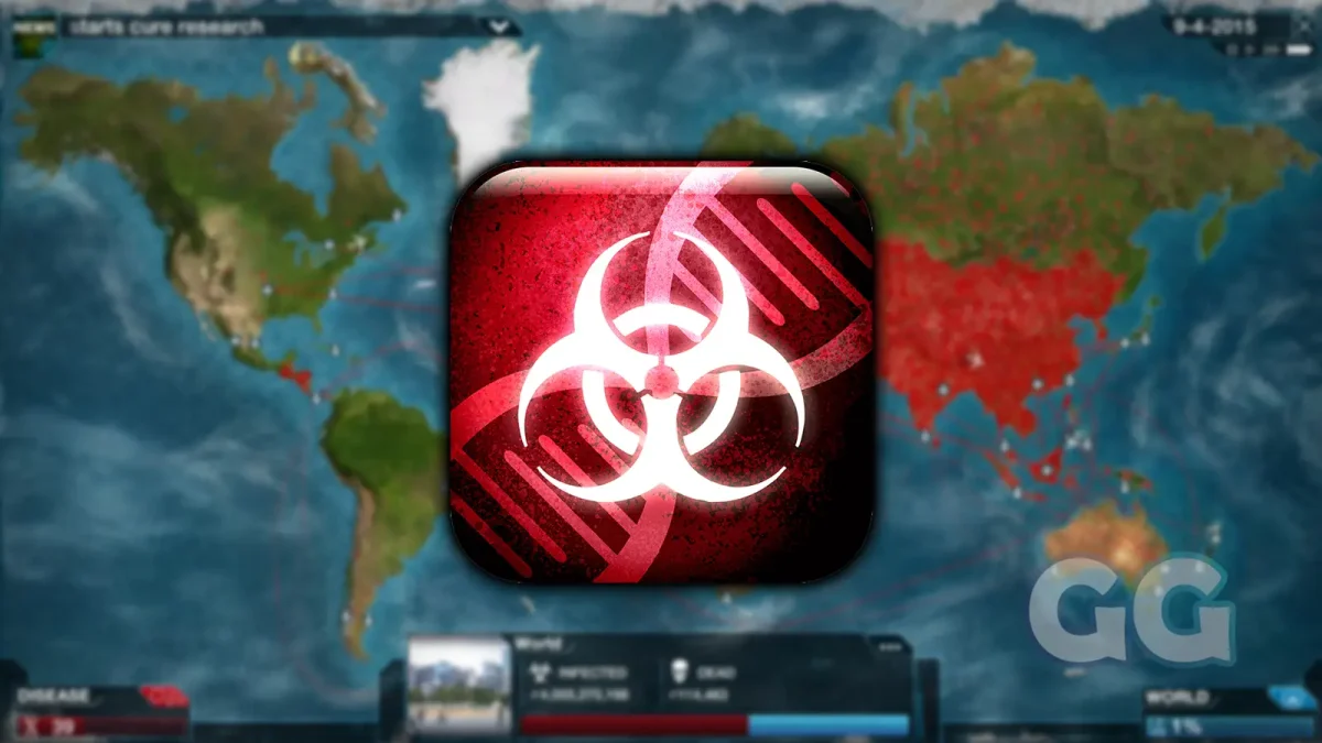 plague inc logo blurred map background
