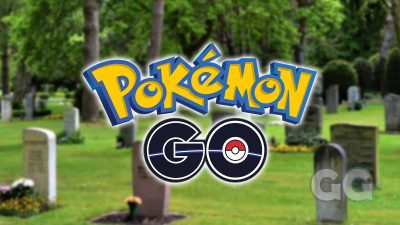 pokemon go logo with graveyard background