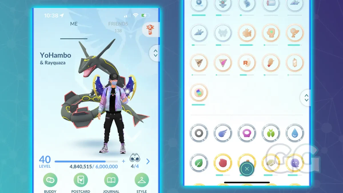 pokemon go character screen and medals